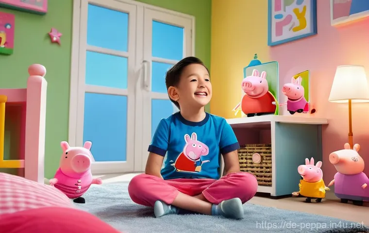 페파피그 관련 기업 파트너십 - **Prompt:** A vibrant and joyful outdoor scene featuring Peppa Pig, her younger brother George, and ...