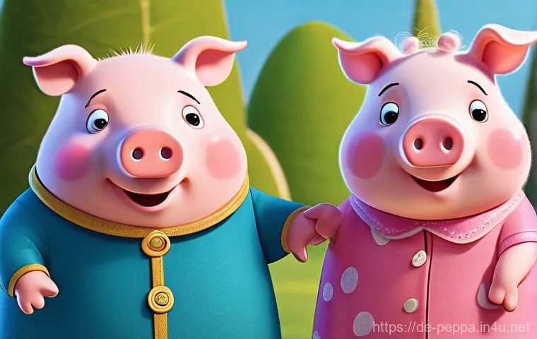 페파피그 컬러 활용 심리학 - **Prompt 1: A joyful and harmonious family outing inspired by Peppa Pig's vibrant world.**
A bri...