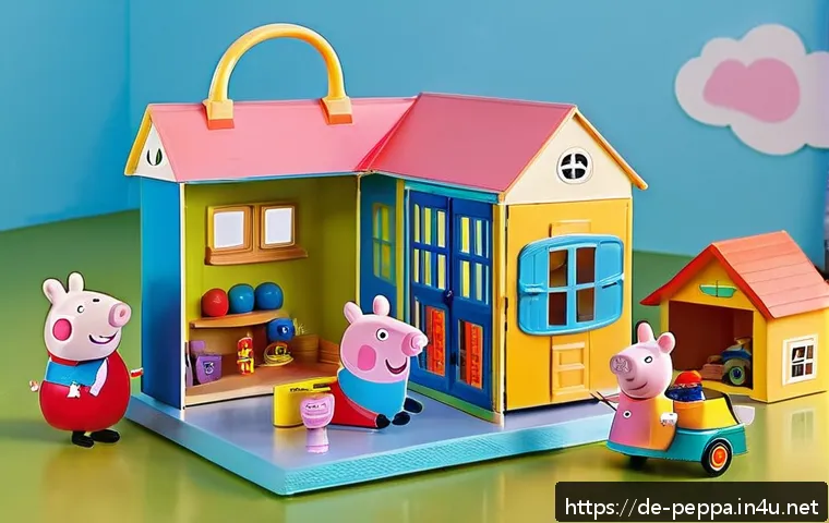 페파피그 장난감 인기 제품 - A vibrant and detailed playroom scene featuring a Peppa Pig interactive playset for children aged 3-...